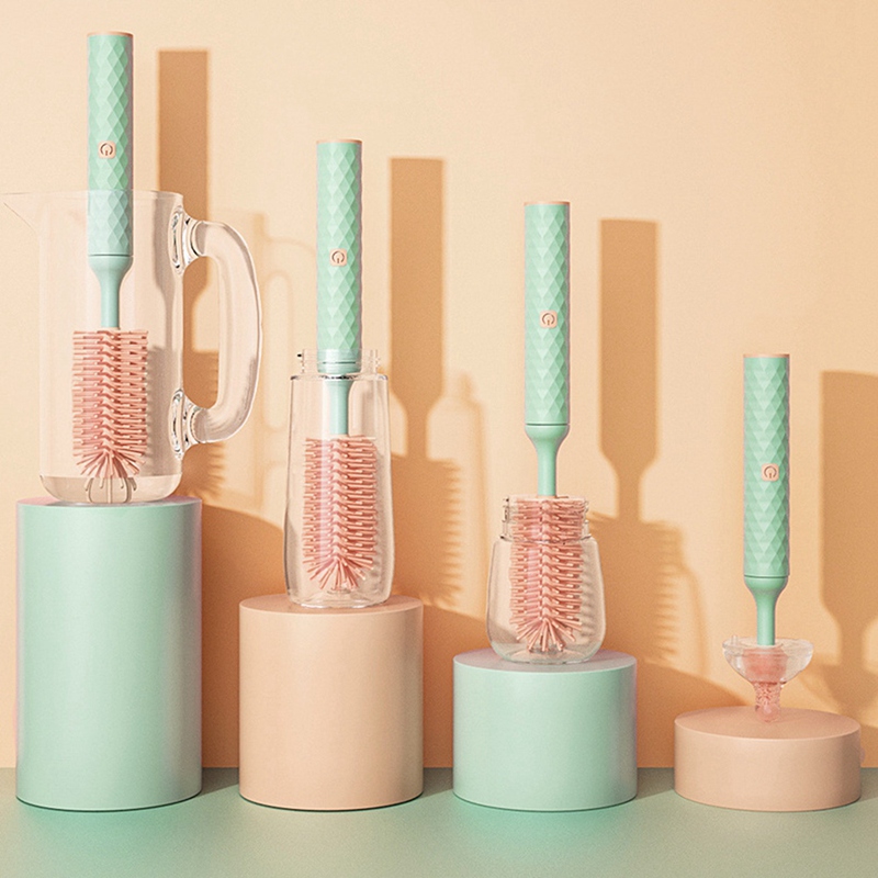 Elektrische Baby Flasche Pinsel, Flasche Reinigung einstellen Silikon Baby Nippel Stroh Reiniger Wasserdichte Elektrische Tasse Pinsel