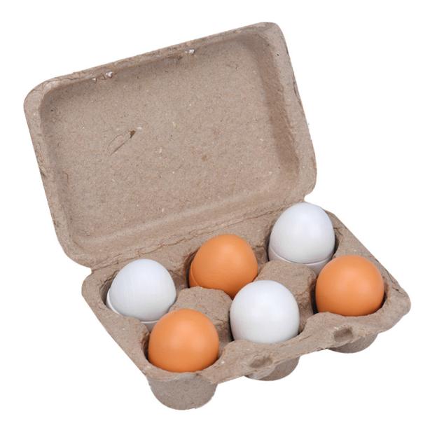6 pz/impostato di Legno Uova Tuorlo Giochi Di Imitazione di Alimento Della Cucina di Cottura Del Capretto Giocattolo Regali di Natale