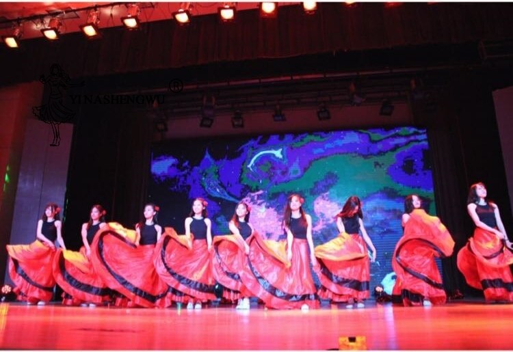 Spanish Bullfight Belly Dance Long Skirt Flamenco Skirts Red And Black Flamenco Performance Dresses For Woman Dancer Wear