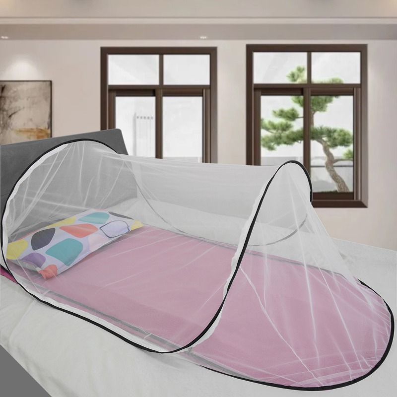 Portable Mosquito Net Pop Up Single Bed 200x100x70cm Travel Foldable Without Hanging Easy Installation Camping Tent Home Camping: black