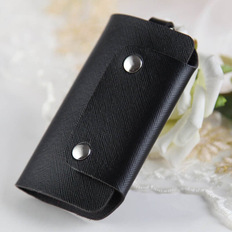 Men Women Key Holder PU Leather Car Key Bag Keychain Bag Case Wallet Holder Cover Chain Key Wallet Pocket Organizer Portable: Black