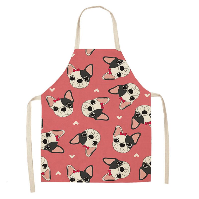 Bulldog Teckel Gedrukt Keuken Schort Voor Vrouw Mouwloos Katoenen Linnen Bib 53*65Cm Thuis Koken Bakken Schoonmaken Tool WQ0037: 2WQ-WQ0037-3