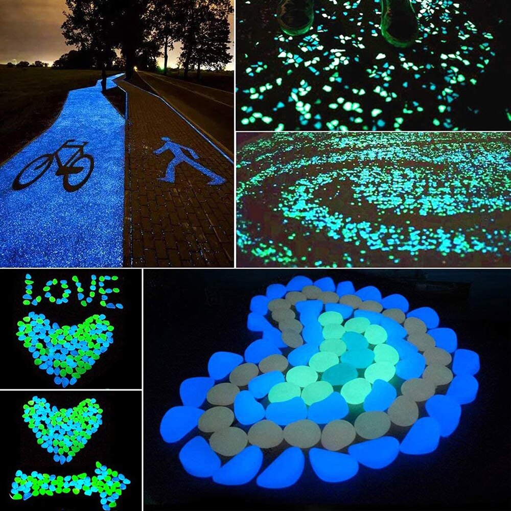 50/100Pcs Glow in The Dark Garden Pebbles Stones Rocks for Yard and Walkways Decor, DIY Decorative Luminous Stones