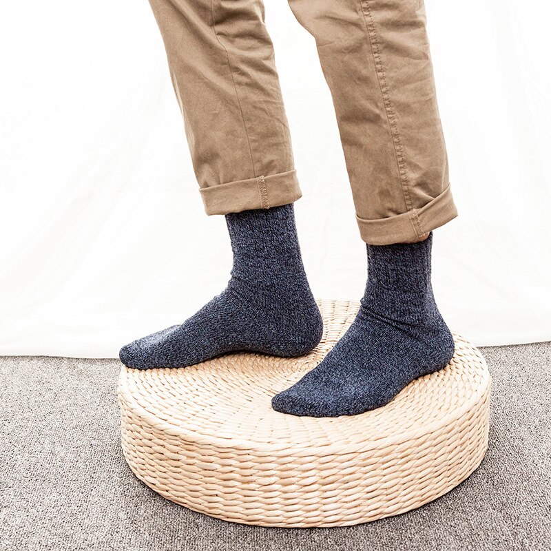 5 Pair/Lot Men's Wool Socks Stripe Casual Winter Warm Socks Male Long Socks