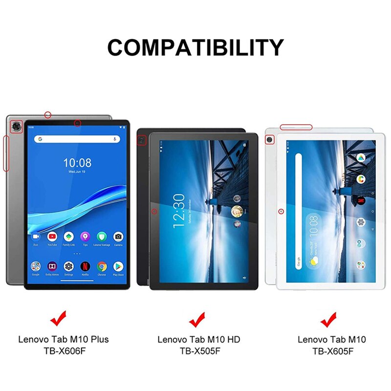 PU Leather Tablet Case for Lenovo Tab M10 Plus 10.3" TB-x606f/x & M10 10.1" TB-X605L/F - Stand Shell