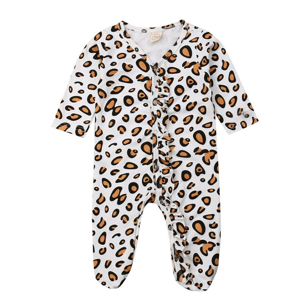 Leopard Print Infant Neugeborene Kleidung Baby Junge Mädchen Romper Baumwolle Strampler Langarm Overall Baby Jungen Bodys Säuglings Kleidung: 12m