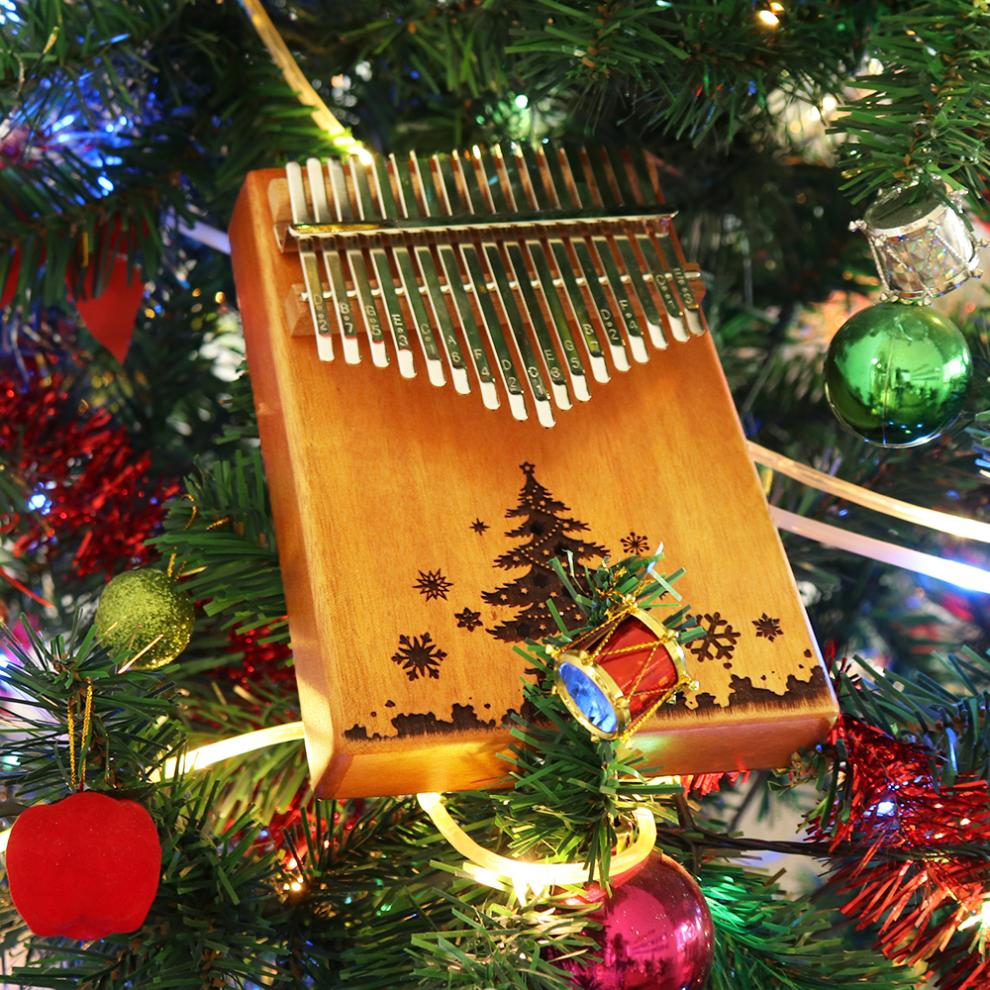 Kalimba de 17 teclas, árbol de Navidad, agujero de sonido, tablero individual de caoba, Piano de pulgar, Mini teclado Natural, instrumento, de Navidad