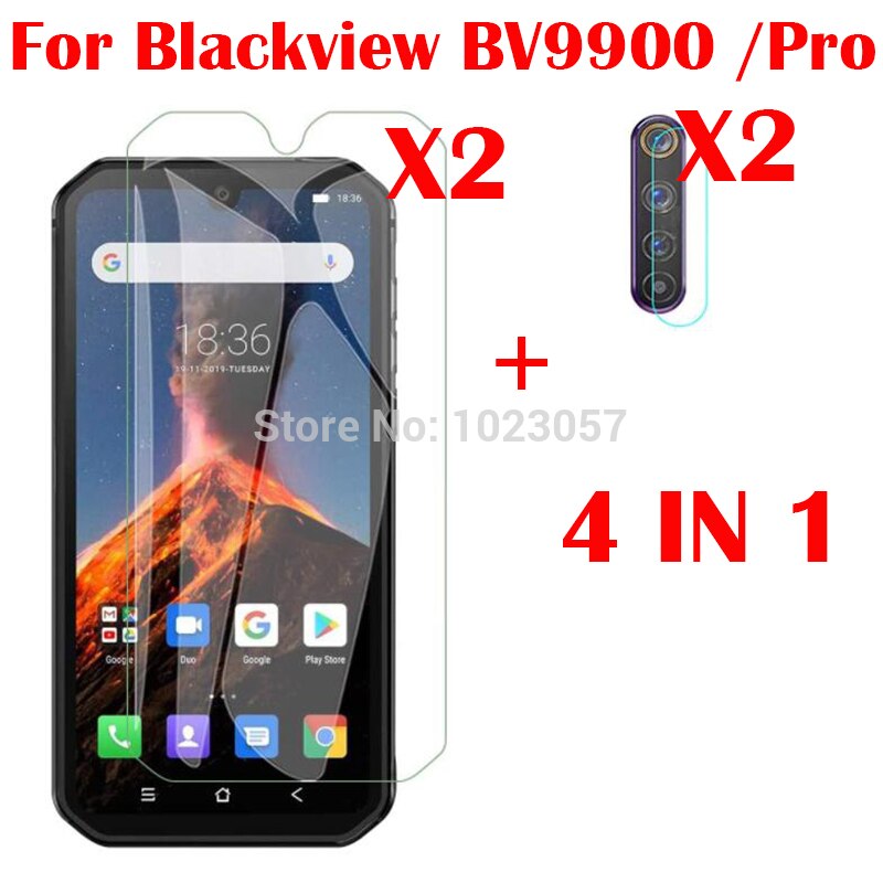 Funda 3 en 1 + cristal templado para cámara, para Blackview BV9900 Pro, Protector de pantalla de cristal para Blackview BV9900 BV9900E 2.5D Glass: BV9900E / 4 in 1