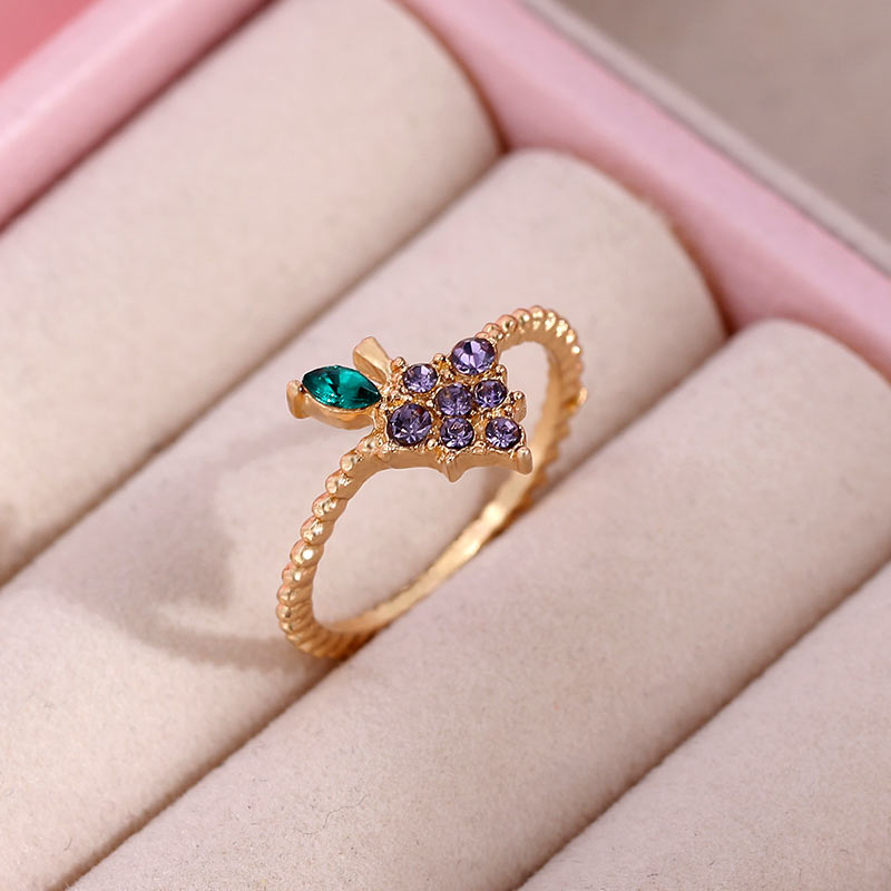 Shiny Crystal Fruit Vlinder Ringen Voor Vrouwen Meisjes Multicolor Cherry Aardbei Druif Ring Sieraden: 006409PP