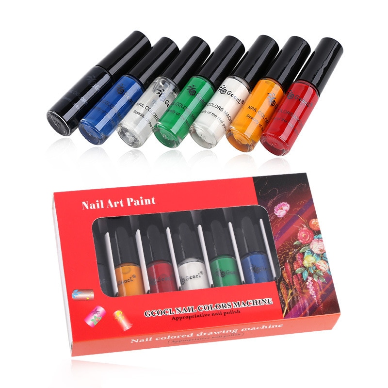 Juego de 7 botes de esmalte de uñas, esmalte de uñas estampado en 7 colores para manicura