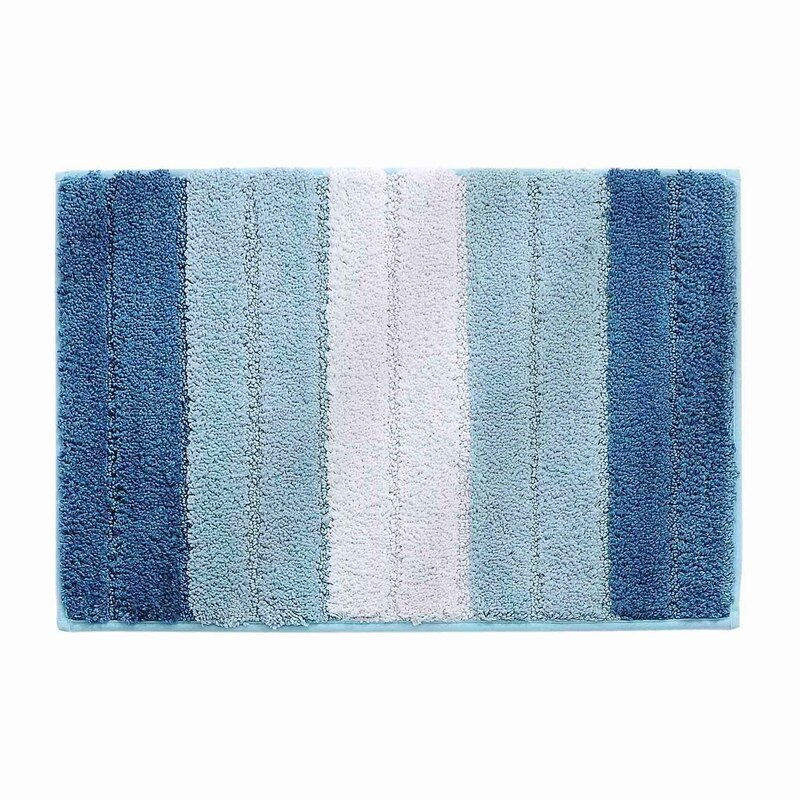 Luksus badeværelsestæpper bademåtte, skridsikkert blødt blødt plys microfiber brusebadtæppe, maskinvaskbart: Gradient blå