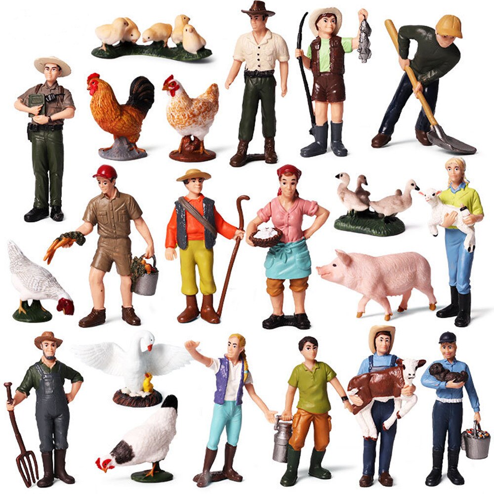 Farm People Farmer Police Breeder Farmwife Figure Model Decor Collector Toy Collector Decor Simulation Educational Figures