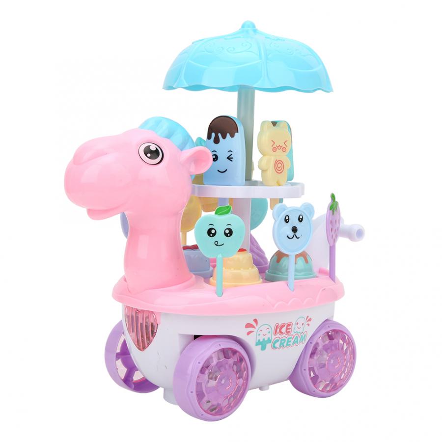 Electric Mini Ice Cream Trolley Cart Kids Pretend Play Toys Food Dessert Cart Toy Children Educational Toys: Default Title