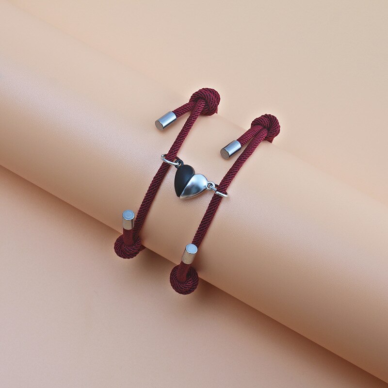 Pulsera magnética con abalorios para parejas, brazalete de amor de larga distancia, con piedras de deseos