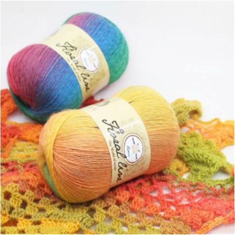 1pc 100g sektion farvet uld regnbue garn hånd strik hæklet tykt garn gør det selv håndværk varmt tørklæde sweater pude 360m