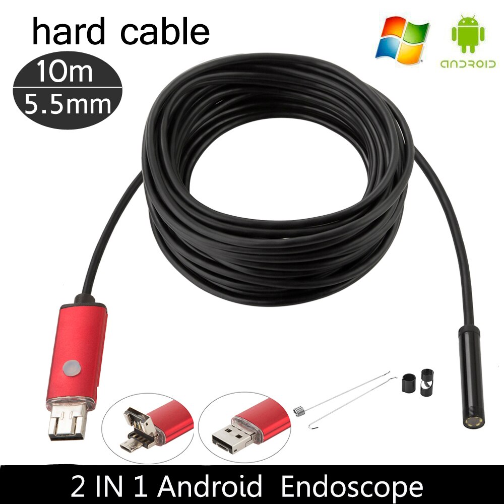 5.5mm Lens Endoscoop Android Camera HD Snake Tube Inspectie Camera Auto Endoscoop USB harde kabel Camera IP67 Waterdicht