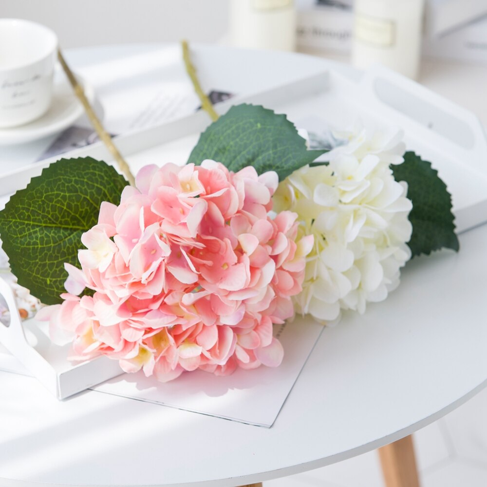 Siden hortensia höst år jul vas för heminredning tillbehör bröllop dekorativa växter billiga konstgjorda blommor