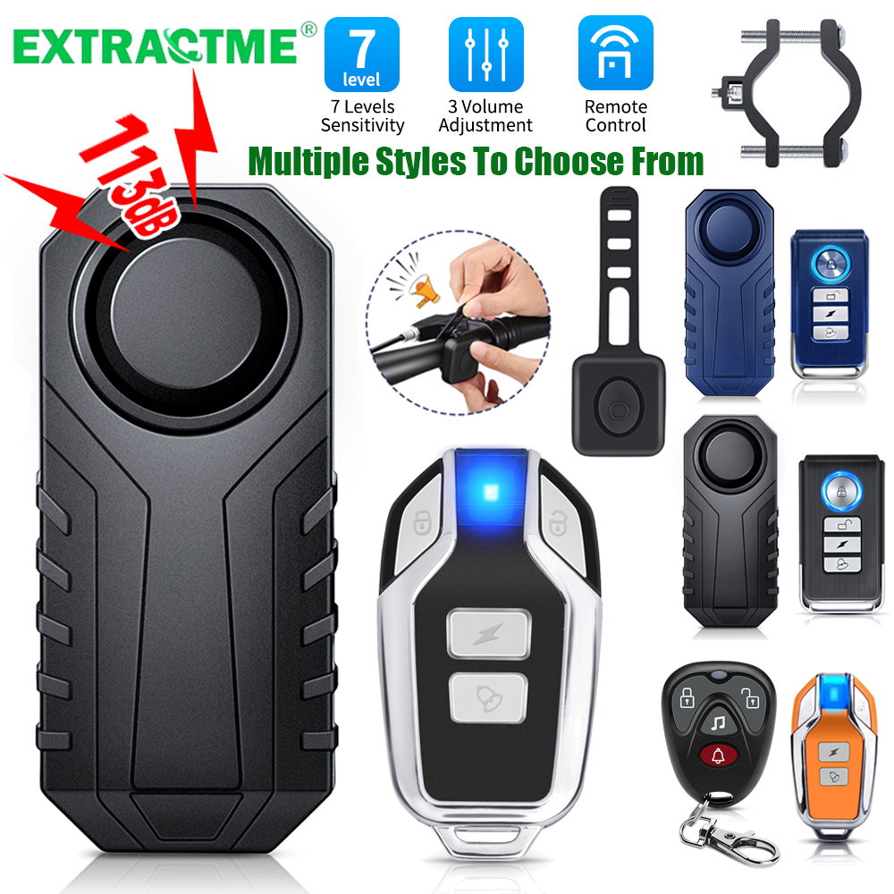 Extractme – alarme de Moto, télécommande sans fil, étanche, 113db, pour vélo, Scooter électrique, Moto, alarme de sécurité antivol