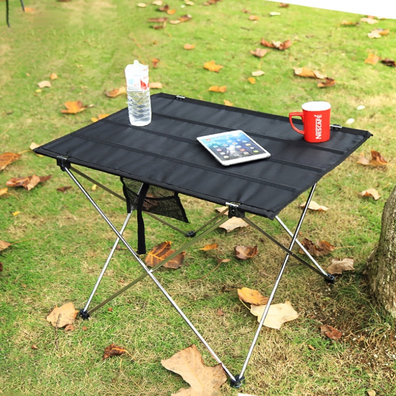 Klaptafel Draagbare Toeristische Picknick Camping Tafels Vouwen Bureau Verstelbare Been Roll Camping Meubels Bbq Bureau 56*42*40Cm: black-size S