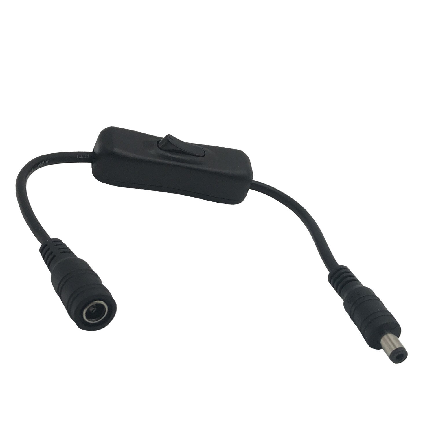 304 Switch Inline Toggle Rocker On Off Switch 5.5x2.1mm Male to Female DC Power Cable Connector: Black