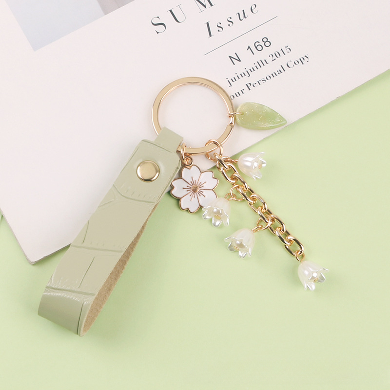 Cute Tulip Flowers Phone Charms for IPhone/Samsung/Huawei Strap Lanyards Mobile Phone Case Keychain Car Key Chains Headset Cover: Champagne gold