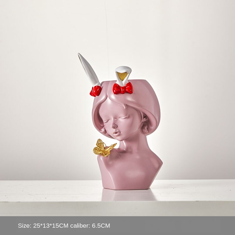 Harpiks gevir jente liten vase enkel stil menneskelig ansikt vase dekorasjon stue soverom blomsteroppsats tørket blomster hjem