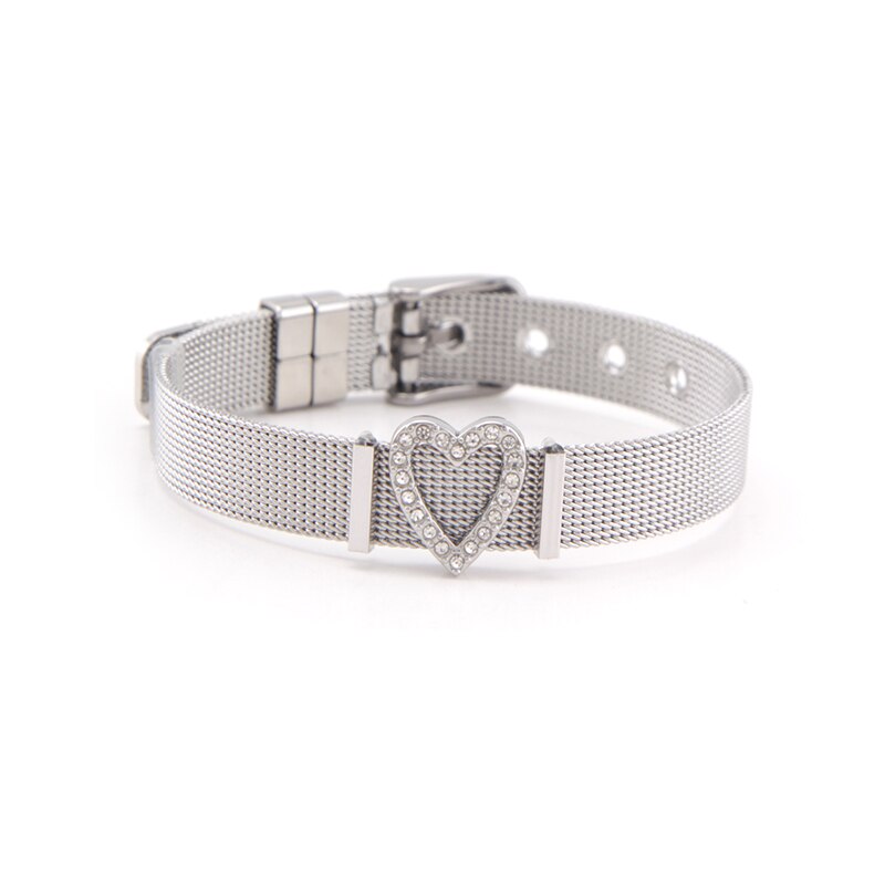 Somsoar Jewelry Color Mesh Bracelet Set with Heart Slide Charms Stainless Steel Bracelet as Valentine's day: SET 7