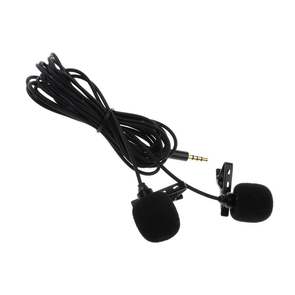 Mini Lavalier Lapel Microphone Dual Headed Recording Clip On Mic for iPhone iPad Samsung Tablet DU55
