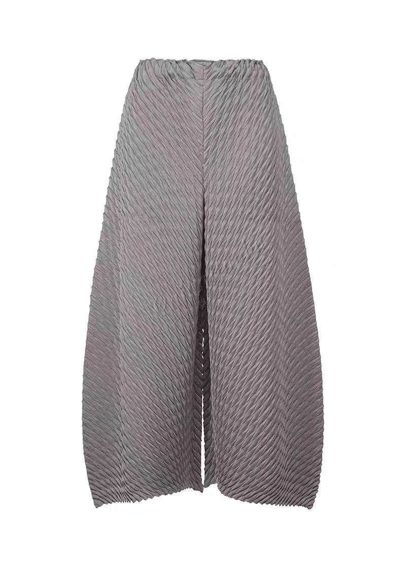 Miyake Pantalones plisados de color sólido 2025 Primavera y novedad de verano Pantalones sueltos casuales de gran tamaño para ir al trabajo: Gris