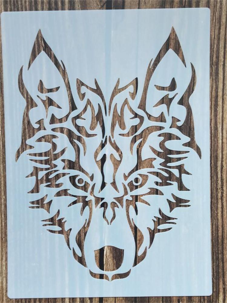 Pochoir loup pour meubles, 21x29Cm, 1 pièce, peinture murale, décoration, superposition plastique, bricolage, coloration, gaufrage, scrapbooking: h5