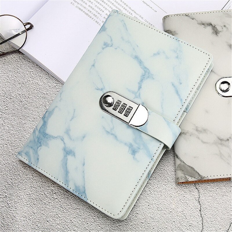 A5 Marble Texture Journal Writing Notebooks with Combination Lock Personal Travel Diary Office Notepad Agenda