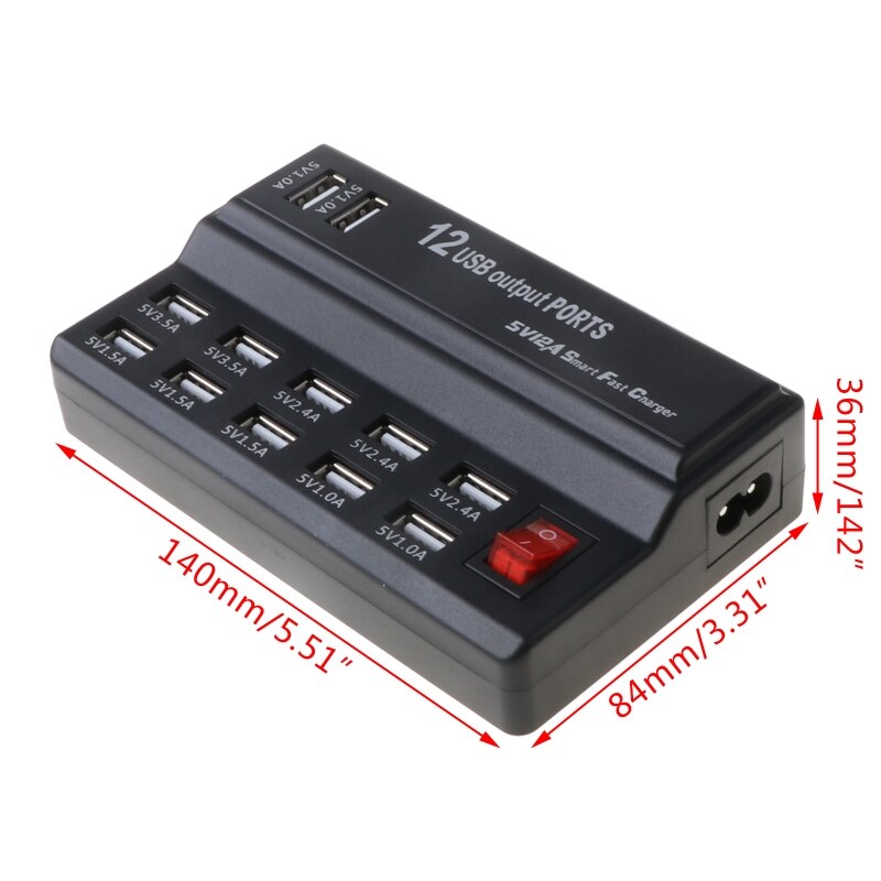 10 USB Port Hub Fast Charging Station Wall Travel Desktop Charger Power Adapter WXTB