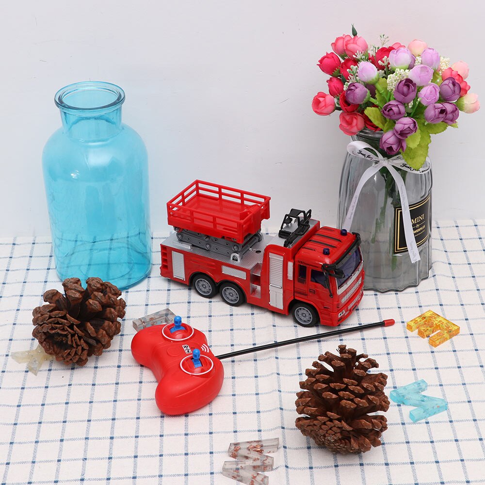 Controle remoto caminhão de bombeiros modelo brinquedo conjunto menino escada elétrica caminhão de bombeiros brilhante luzes do carro para crianças meninos crianças presente aniversário
