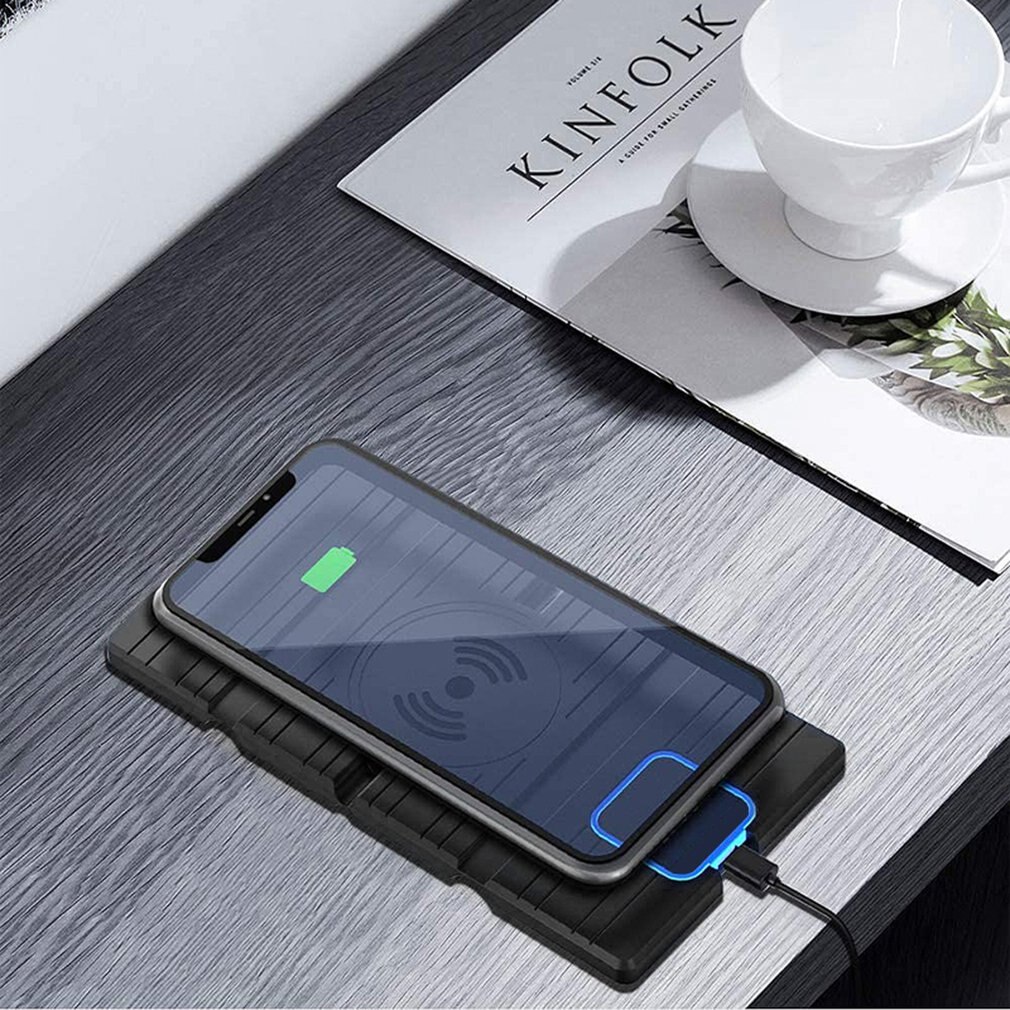 15W 2in1 Non-slip Silicone Mat Car Dashboard Holder Stand Fast Charging Qi Wireless Charger Dock Station Pad for iPhone Samsung