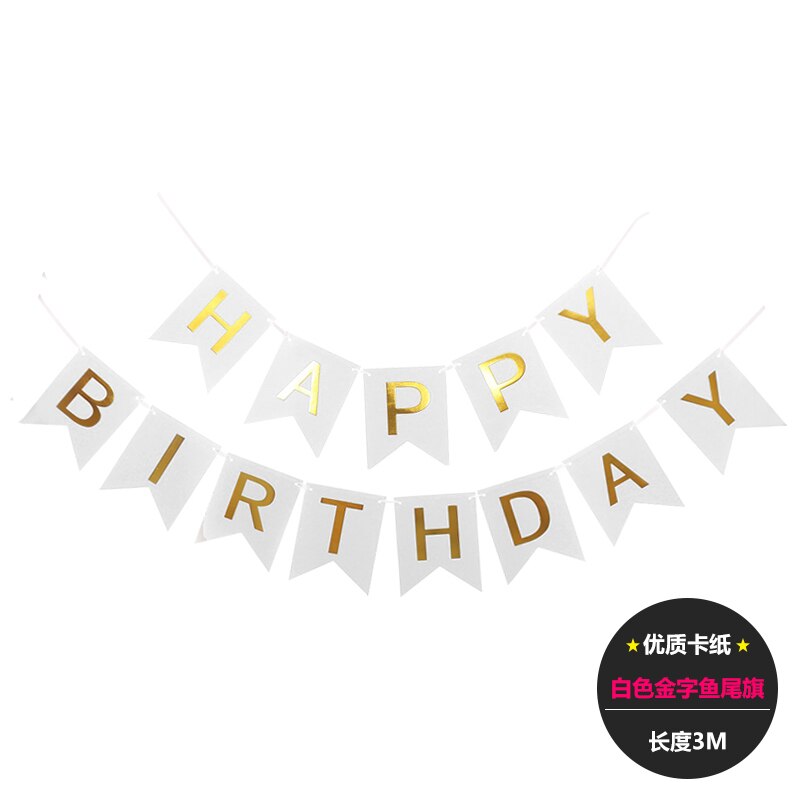 Happy birthday banner bunting flag garland birthday party decoration supplies my birthday party decoration children bath: white