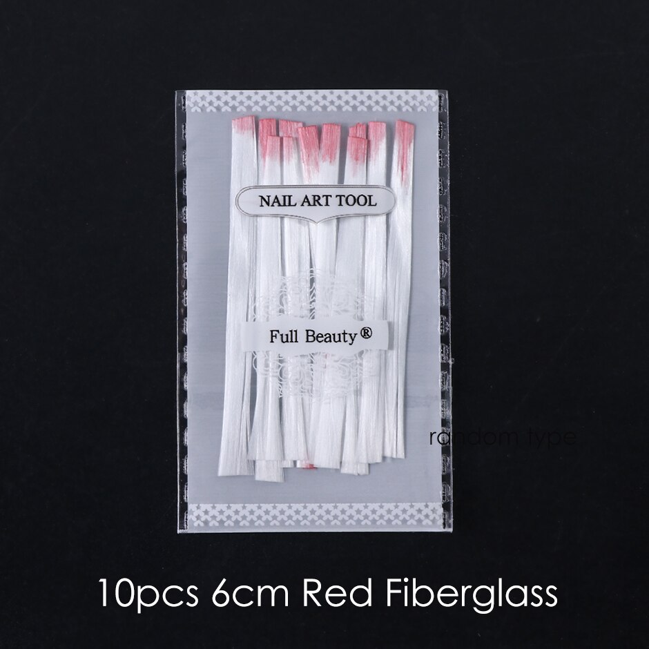 1m/2m/5m glasfiber för nagel akrylförlängning franska spetsformade spetsar glasfiber silke manikyrförlängningsset  ch1578: Röd 10pc