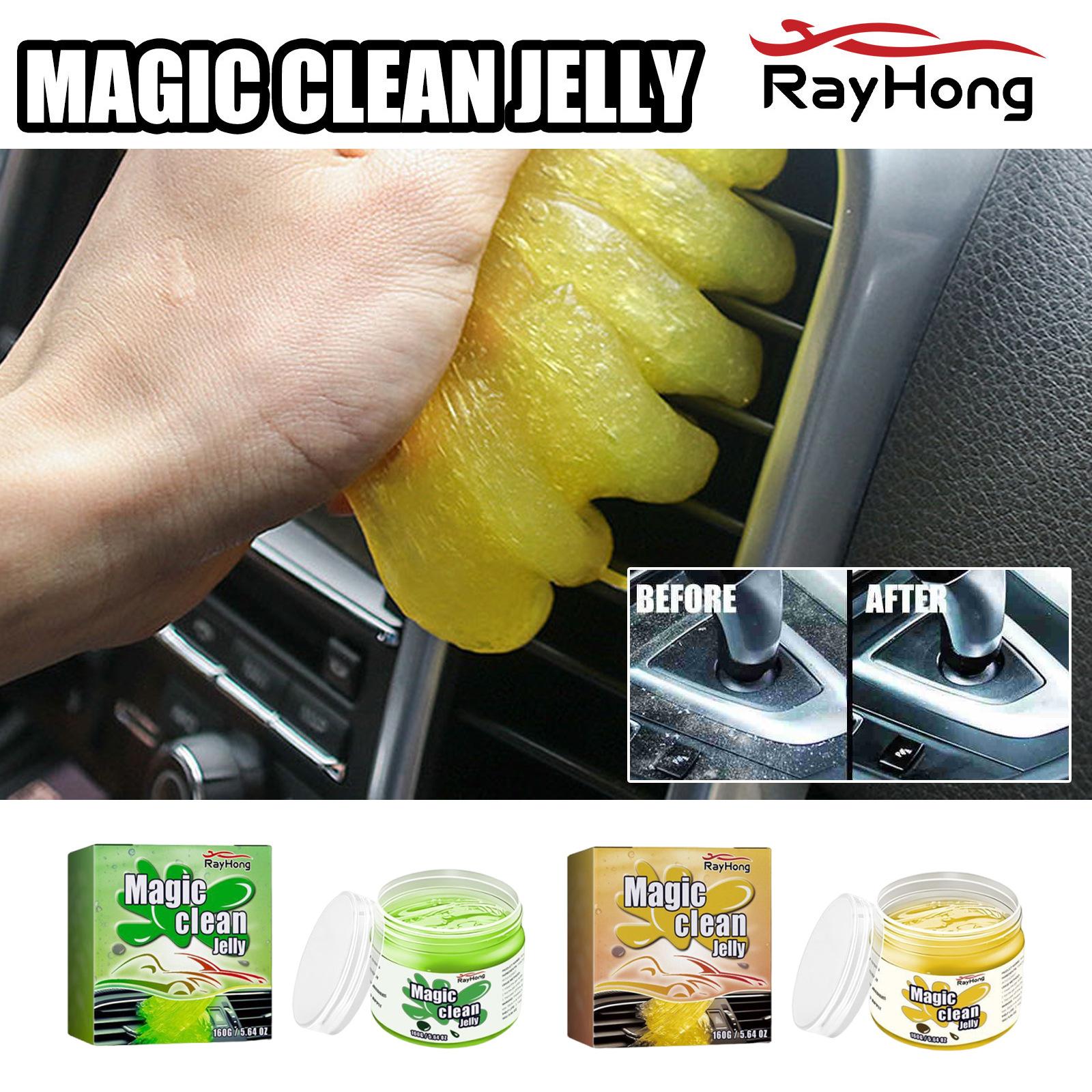 Gel de limpeza de carro 160g - Limpador multiuso de interiores para assentos, painéis e aberturas, sem necessidade de água, removedor de poeira reutilizável