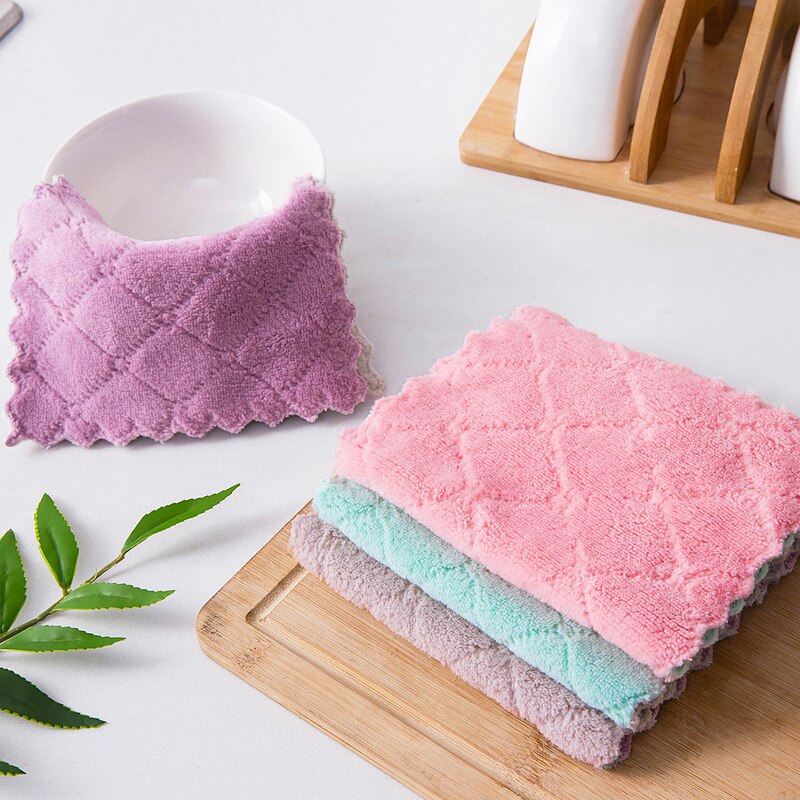 2 stk / lot klud rengøringsdug mikrofiber opvask håndklæder til opvask af køkkenudstyr absorberende opvaskeklud opvask køkkenredskab