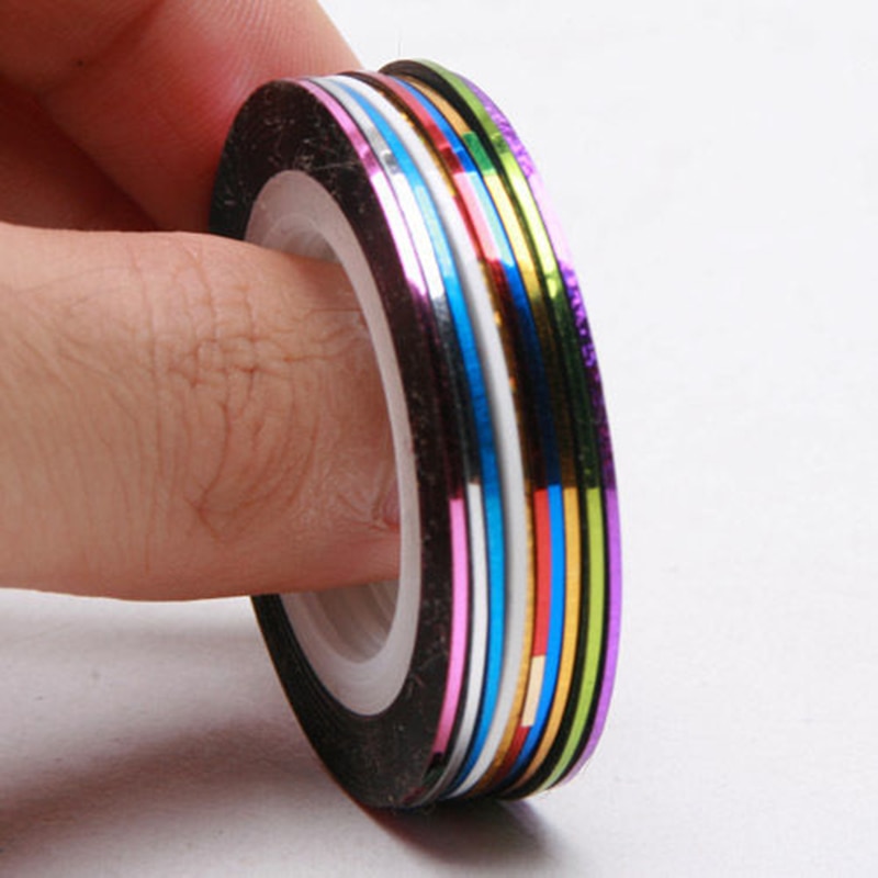 Mix Kleuren Rolls Striping Tape Line Nail Art Decoratie Sticker Goud Zilver Striping Sticker Holografische 3D Strips Liner
