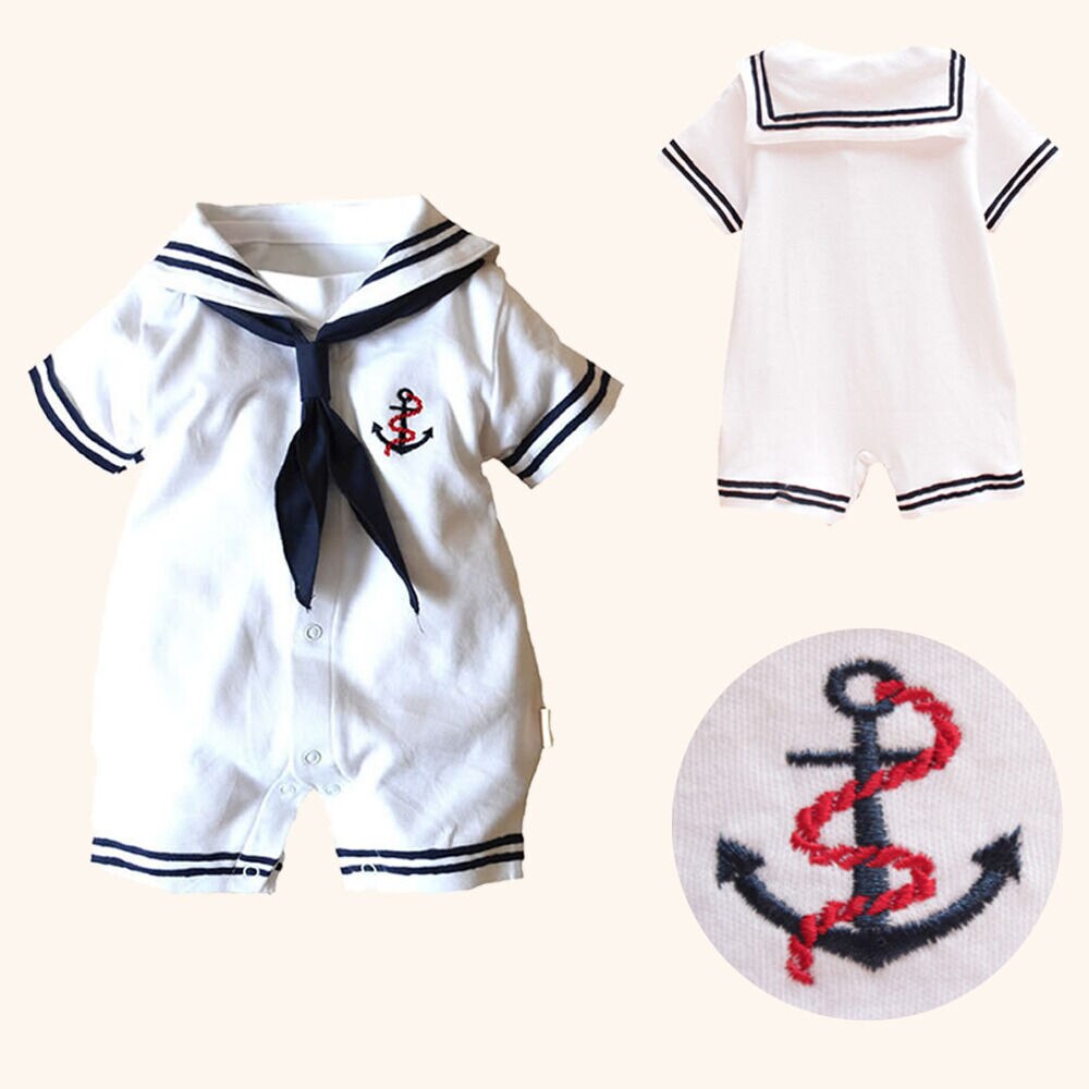 Pudcoco – vêtements pour -né garçon, barboteuse ancre marin, combinaison une pièce, vêtements d'été pour bébé