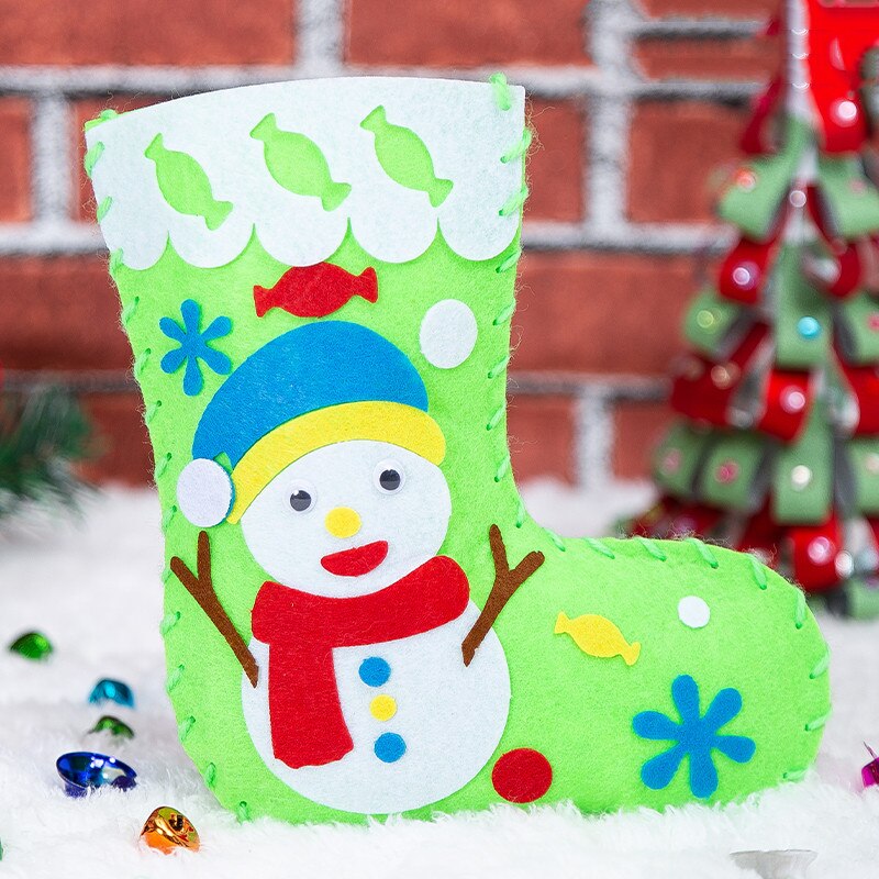 Non-woven Christmas Socks Sewing Socks Christmas Children DIY Handmade Materials Pack Kindergarten Handmade: xksdw1005
