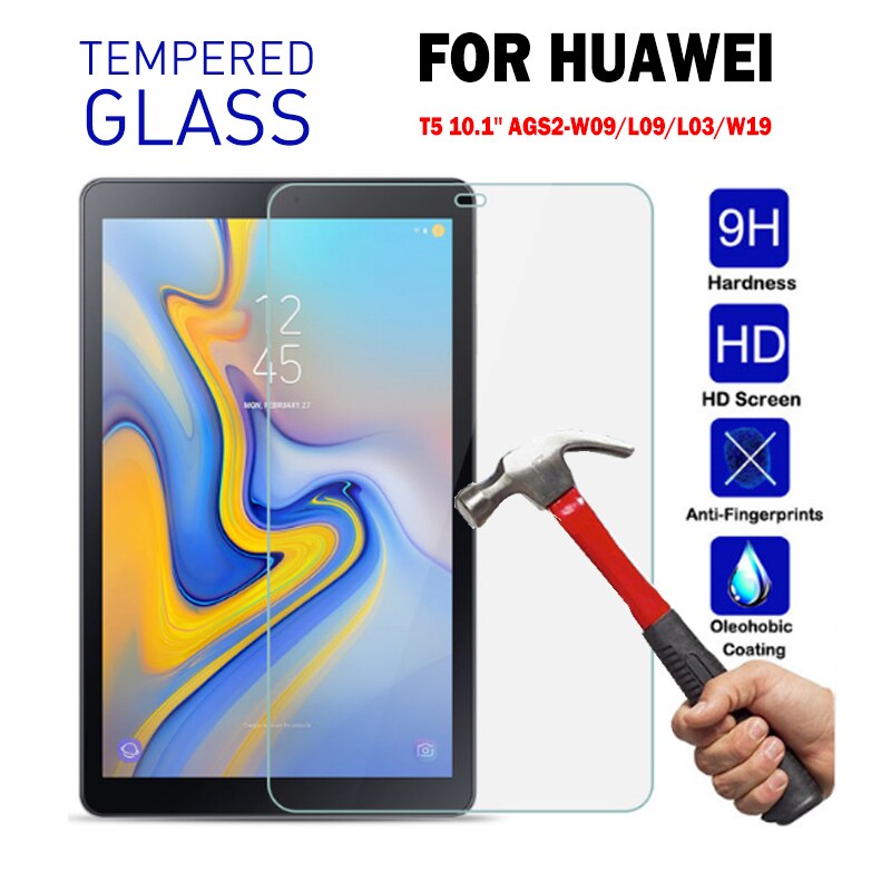 Funda para niños para Huawei Mediapad T5 10 10,1 pulgadas Tablet de mano EVA a prueba de golpes cubierta de cuerpo completo para Huawei Honor Tablet 5 funda: Tempered Glass