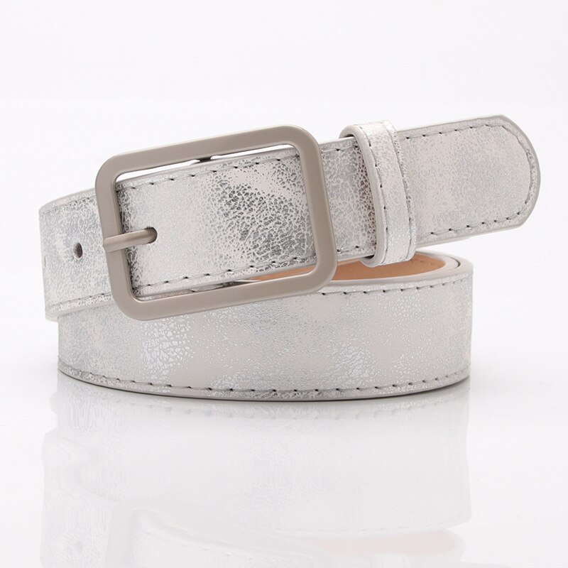 Dames gouden glanzende zwarte brede tailleriem voor dames jeans zilveren gesp riemen cinturon mujer: Zilver