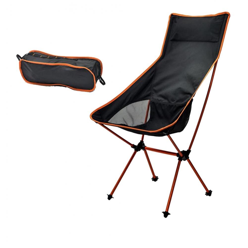 Campingstol udendørs letvægts aluminiumslegering sammenklappelig stol med opbevaringspose bærbar fold op til vandreture picnic fiskeri bbq: Torrid orange