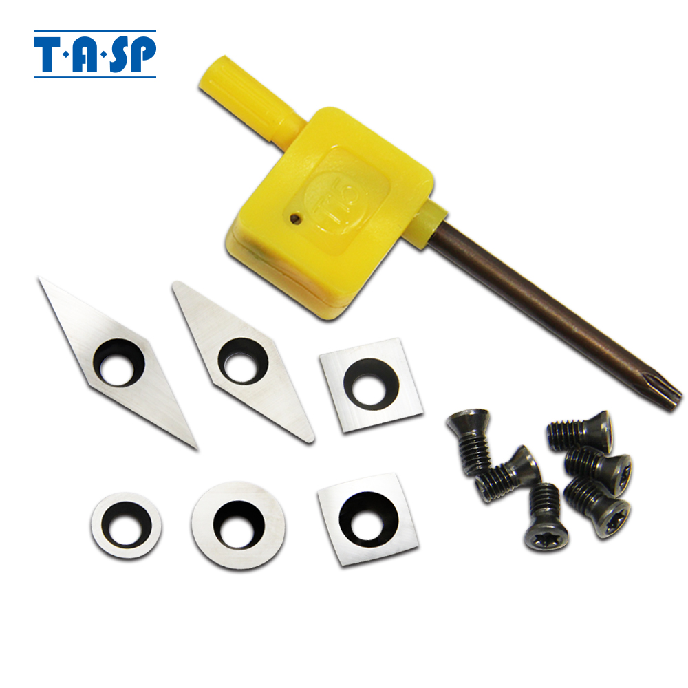 Tasp Carbide Cutter Inserts Set Houtdraaien Gereedschap Vervanging Cutter Hollowers Finishers Hout Draaibank Draaigereedschappen