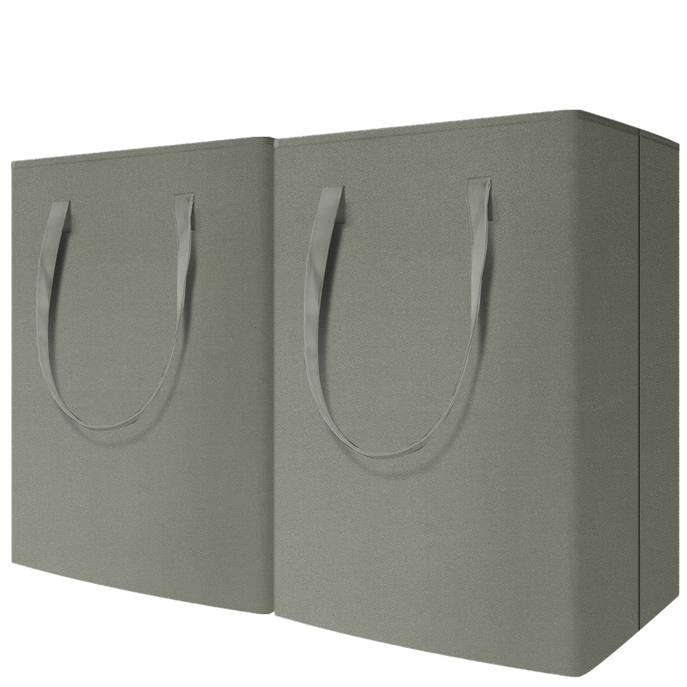2Pc Gradient Grey 75L grandi cesti per la biancheria impermeabile Freestanding lavanderia organizzazione pieghevole cesto portabiancheria alto: Grigio chiaro