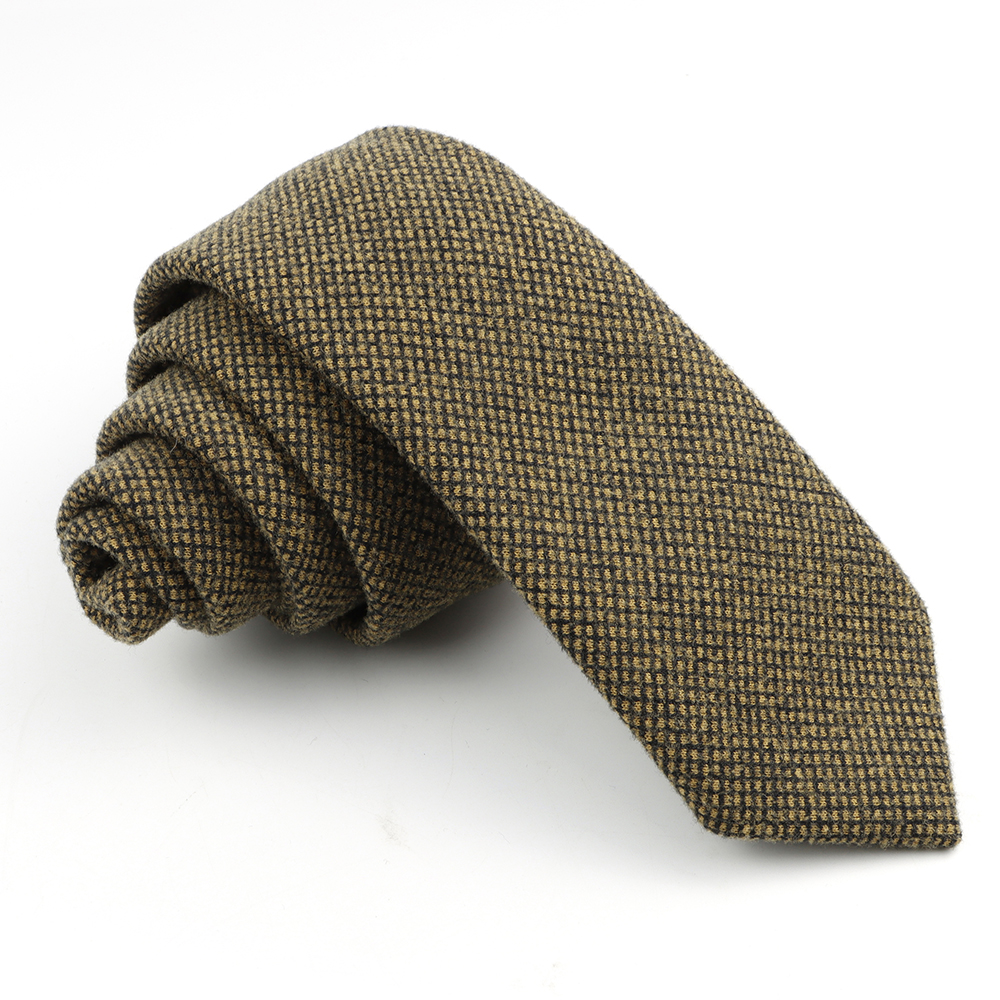 Cravate élégante en laine pour hommes, faite à la main, rayée, couleur kaki, col en coton, pour mariage, fête d'affaires, costume, chemise, accessoire: green