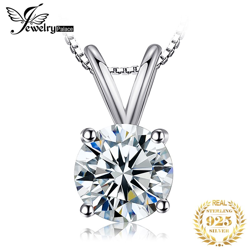 Rond 1ct CZ Solitaire pendentif collier 925 en argent Sterling ras du cou déclaration collier femmes argent 925 bijoux sans chaî