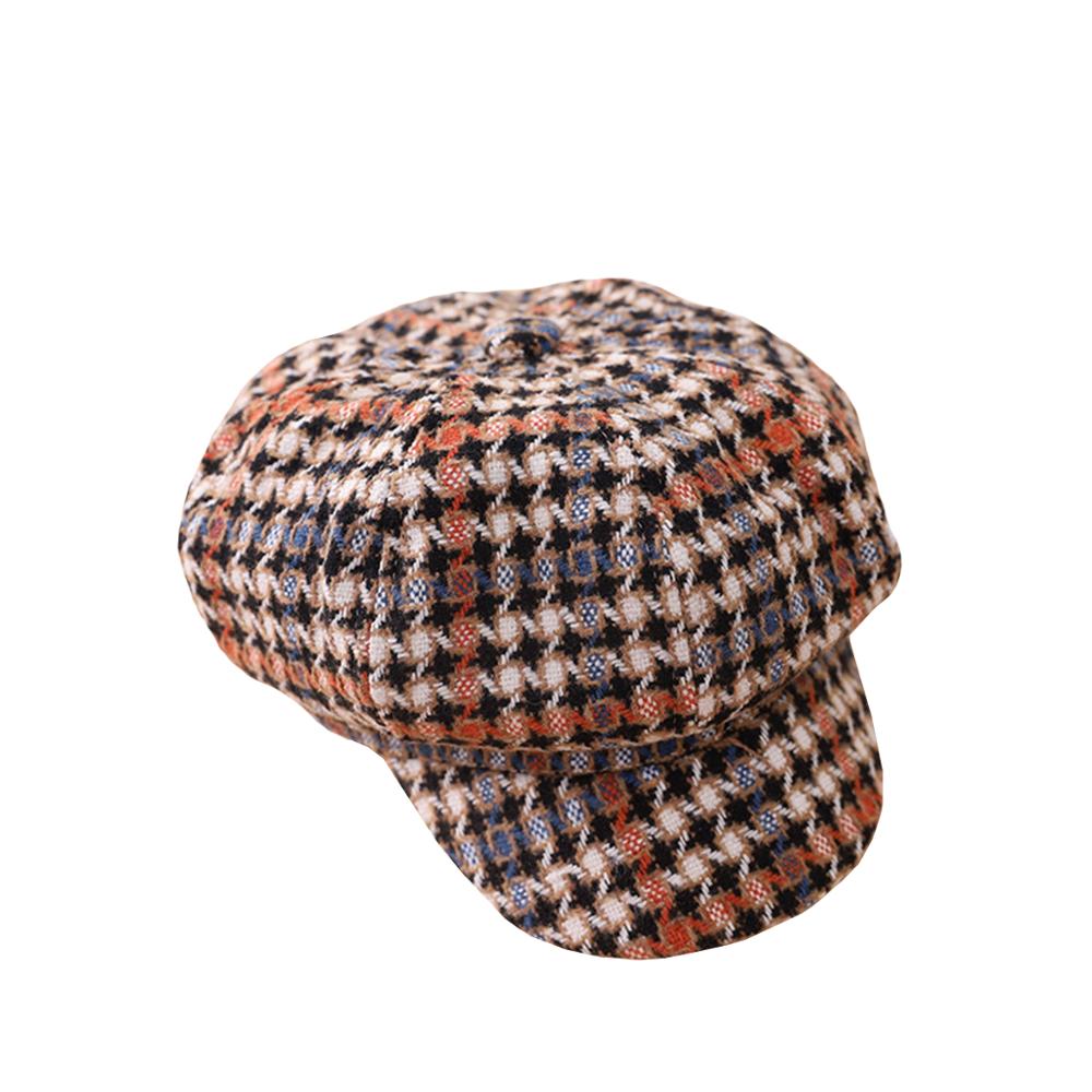 Niños chicos chicas Vintage comprobado Octagonal sombreros Newsboy gorra de taxista Otoño Invierno Visor Cap: Coffee