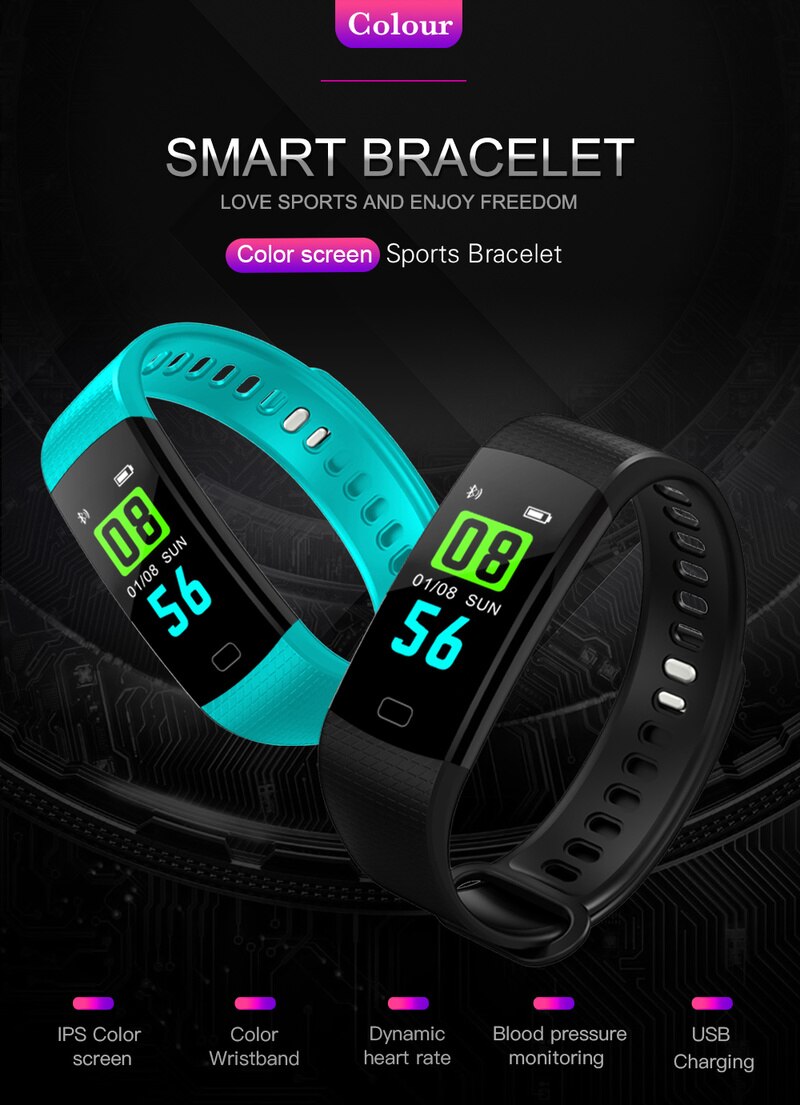 Smart Watches Blood Pressure Alarm Clock Smart Bracelet Smart Band Color Screen Heart Rate Monitor Activity Fitness Tracker